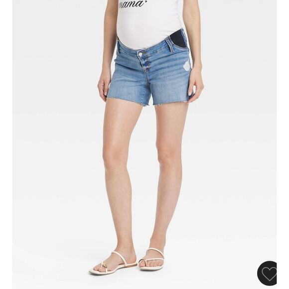 NWT Isabel Maternity by Ingrid Midi Jean Shorts - Size 10 - Picture 4 of 4